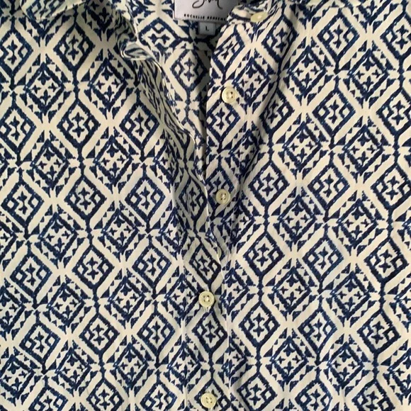 The Shirt by Rochelle Behrens Navy and White Geometric Dress - Picture 3 of 11